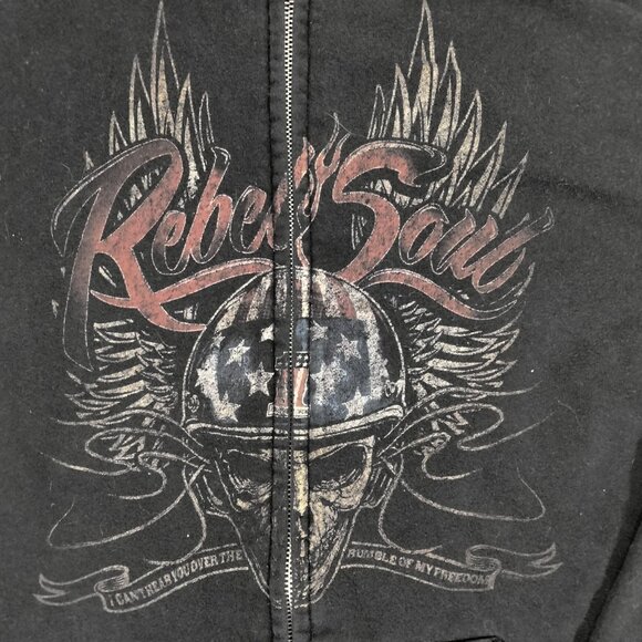 Harley Davidson Full Zip Hooded Jacket XL Y2K Skull Biker Skater Punk Kid Rock - Picture 2 of 7
